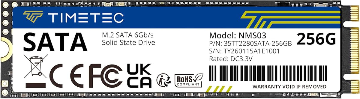Timetec 256GB SSD 3D NAND SATA III 6Gb/s M.2 2280 NGFF 128TBW Read Speed Up to 550MB/s SLC Cache Performance Boost Internal Solid State Drive for PC Computer Laptop and Desktop (256GB)