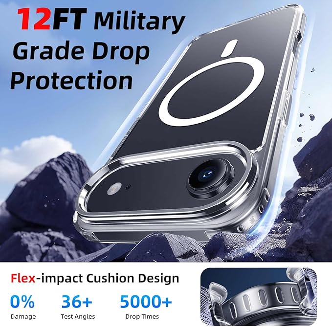 Magnetic for iPhone Air Case & iPhone 17 Air Case Clear with Blue Detachable Wallet, Compatible with MagSafe, Military Protective Slim Phone Cover with Card Holder
