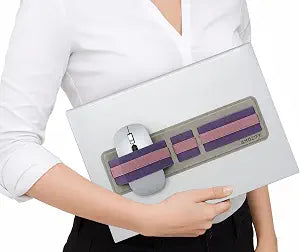 AMOZIFY® Space-Efficient Anti-Slip Organizer, Mouse Holder for Laptop Stick On, 3-Slot Band Laptop Pocket Adhesive | Hard Drive Holder (Purple-Pink)