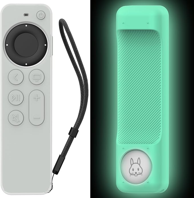AhaStyle Case Compatible with 2022 Apple TV 4K HD Siri Remote 3rd Generation [AirTag Holder Built in] All Around Cover Apple TV Remote/Siri Remote (2nd) and AirTag (Glow Blue)