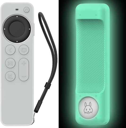 AhaStyle Case Compatible with 2022 Apple TV 4K HD Siri Remote 3rd Generation [AirTag Holder Built in] All Around Cover Apple TV Remote/Siri Remote (2nd) and AirTag (Glow Blue)