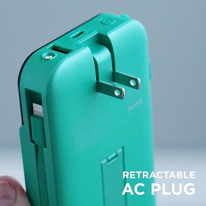 Limitless Innovations Ultimate Pro 15,000mAh Portable Power Bank PD 20W with Built-in Cables, Wireless Charging, Flashlight, Wall Plug, & Digital Display, for iPhone, Samsung, & More (Green Metallic)