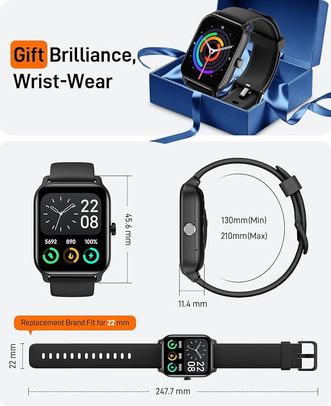 Smart Watches for Women Men, 2025 Smartwatch 1.85''Alexa Fitness Tracker Smart Watch Compatible for Android iPhone with Bluetooth Call (Answer/Make), 3ATM Waterproof Heart Rate/Sleep/SpO2 Monitor 120+
