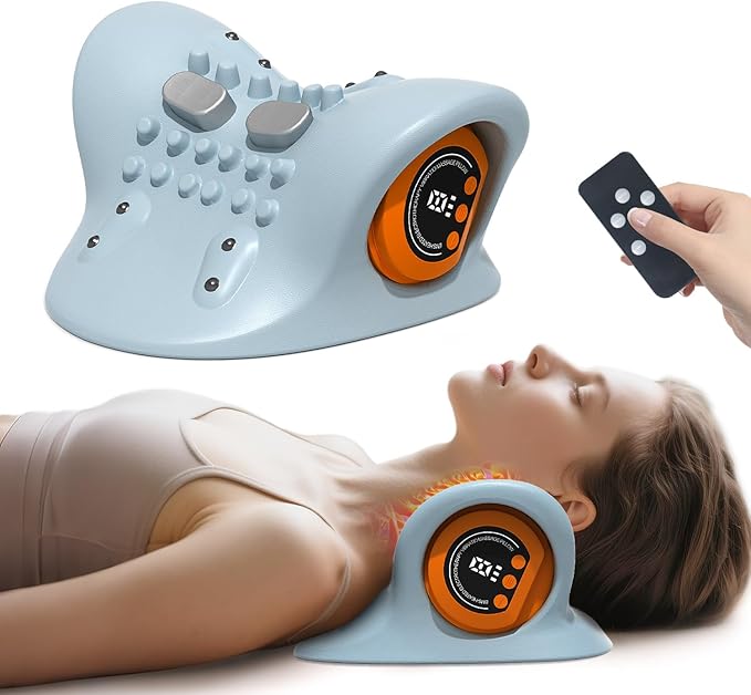 Neck Massager 2025 - New Upgrade 3 in 1 Portable Massager with Heat, Pulse & Vibration - Ergonomic Design, Electric Neck and Shoulder Massager for Relaxation at Home,Office,Trave (Gray)
