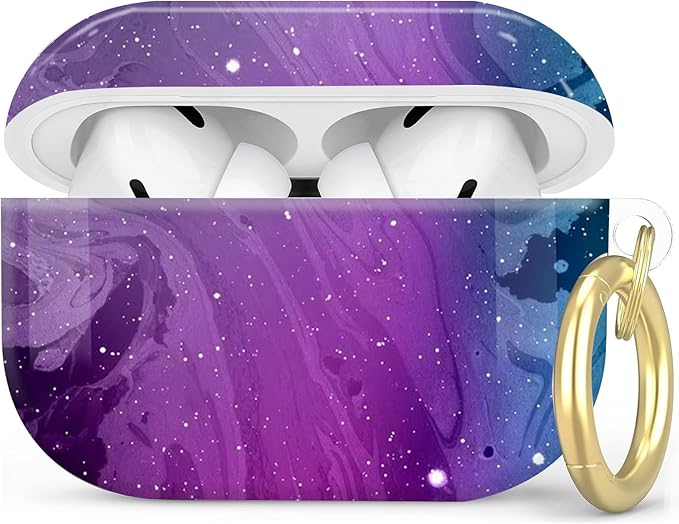 Compatible with AirPod Pro 2nd/1st Generation Case Cover with Key Chain,Full Protective Shockproof Wireless Headphone Case for Airpod Pro 2023/2022/2019(Purple Marble)