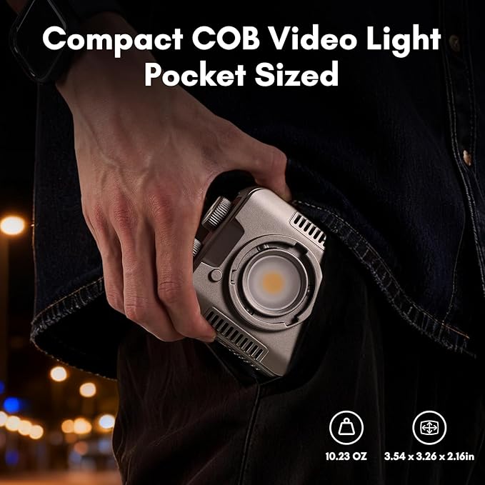 Tolifo Palm-Sized 40W RGB LED Photo Video Camera Light with Built-in Battery, Coldshoe, Diffusor and 60° Lenst, Full Color 2700K-6500K CRI97+/TLCI98+ 20 Scenes for Tiktoker, Vlogger and Streamer