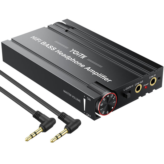 Headphone Amplifier with Bass Knob HiFi Amp 16-600Ω Gain Switch