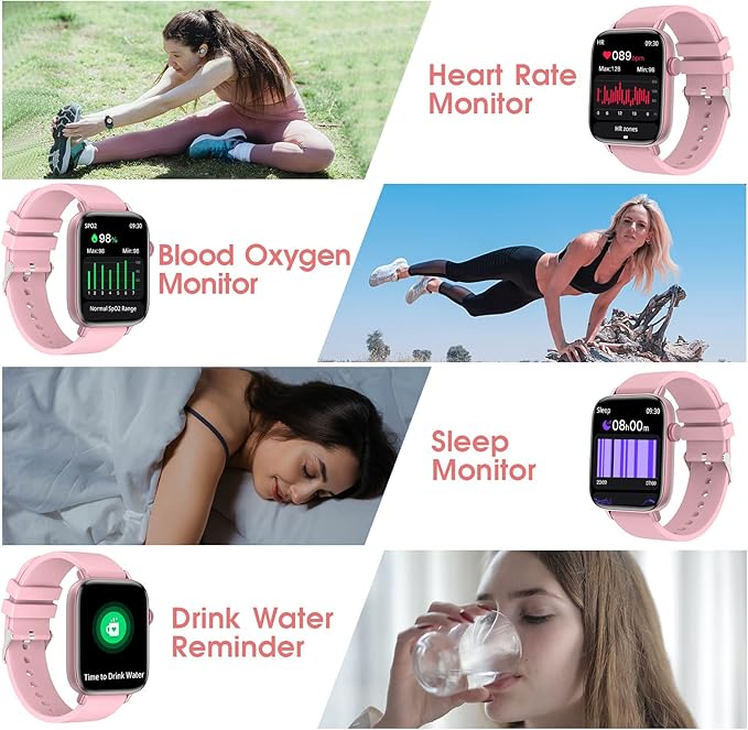 Smart Watch for Women (Answer/Make Calls) Compatible with iPhone/Android Phones - 1.9" HD Screen Fitness Tracker : Heart Rate/Sleep Monitor/Pedometer/Calories, Multiple Sports Tracker Watch Waterproof