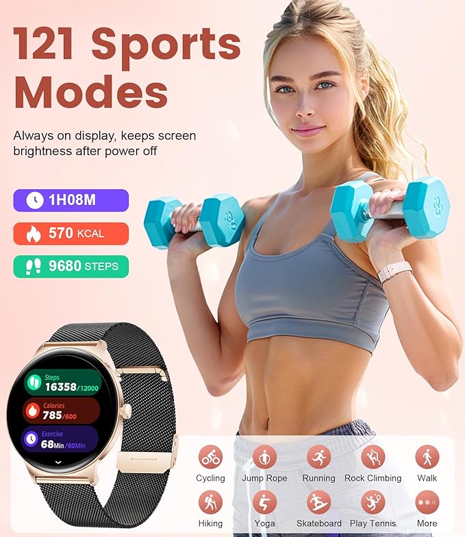 LIGE Smart Watches for Women with Answer/Make Calls, 1,43" HD AMOLED Smart Watch with 120+Sports Fitness Tracker/Calorie, IP68 Waterproof Reloj Inteligente para Mujer, Android iOS SmartWatch