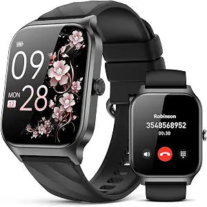 Smart Watch for Women Men,(Answer/Make Call) 1.83'' Fitness Activity Tracker Smartwatch for Android iPhone iOS Compatible,IP68 Waterproof Step Counter Watch with Sleep Monitor, 2 Traps