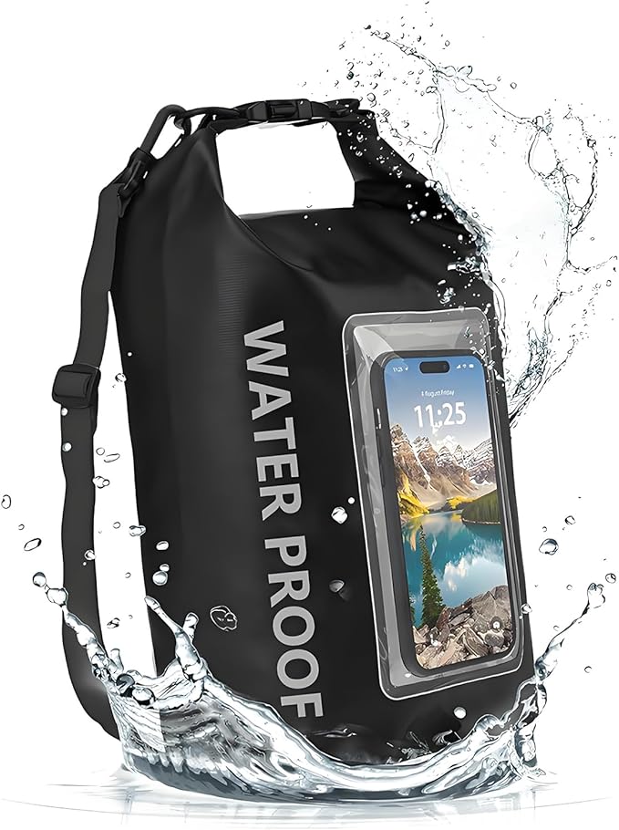 5L Waterproof Dry Bag, IPX6 Roll Top Waterproof Bag Backpack w/Phone Case/Pouch, Kayak Fishing Accessories For Kayaking, Fishing, Boating, Travel, Camping and Beach