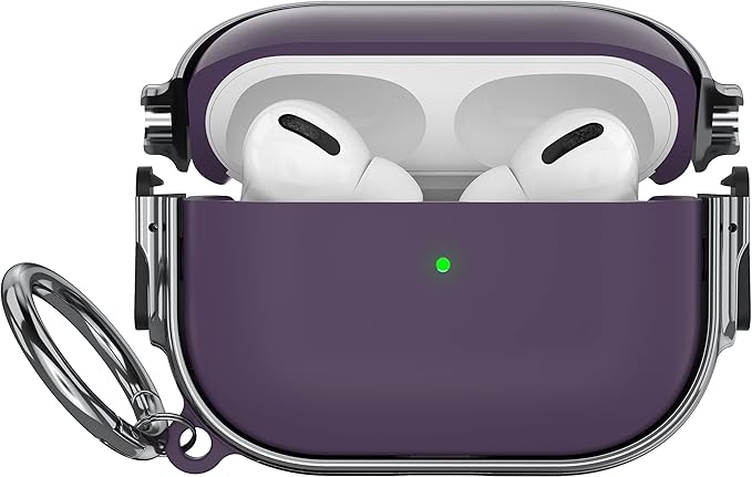 Maxjoy for AirPods Pro 2nd/1st Generation Case with Lock, Cute AirPods Pro 2 Case Lock Protective Hard AirPod Pro Cover for Women Men with Keychain for Airpod Pro (2023/2022/2019), Purple/Grey