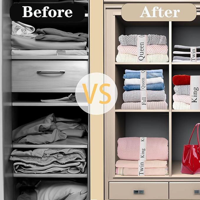 6 Pieces Bed Sheet Organizer Bands, Sheet Organizers and Storage Label Bands, Sheets Organizer for Closet, Sheet Label for Bedding, Sheet Keepers Linen Labels Bedding Bands (Pink, 6Pcs Queen)