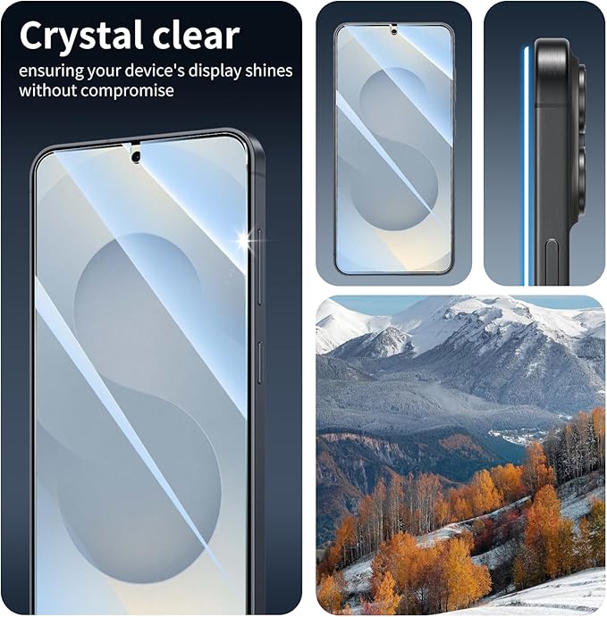 3*Screen Protector for Samsung Galaxy S24/S25 with a Installation Alignment Aid, Double Shatterproof HD Tempered Glass Film, Impact-Protection [9H Hardness][Anti-Shatter][Anti-Scratch]