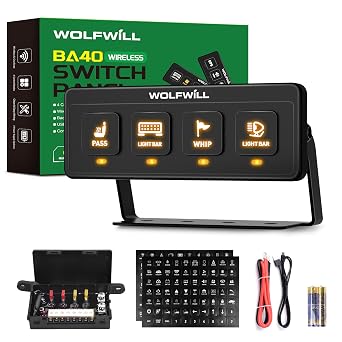 Wireless 4 Gang Switch Panel with 4 Modes Memory Function,12V 60A