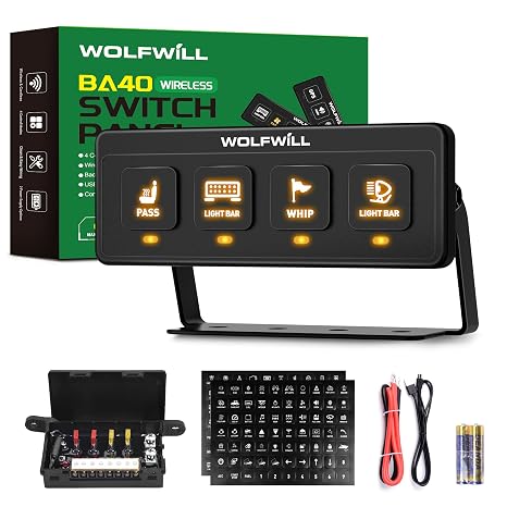 Wireless 4 Gang Switch Panel with 4 Modes Memory Function,12V 60A