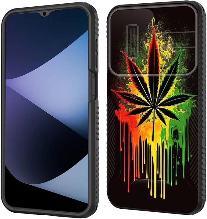 for Galaxy A16 5G Case Built in Slide Camera Lens Cover,Heavy Duty Shockproof Protection Dual Layer Case for Samsung Galaxy A16 5G 6.7" 2024,Marijuana Leaf Weed
