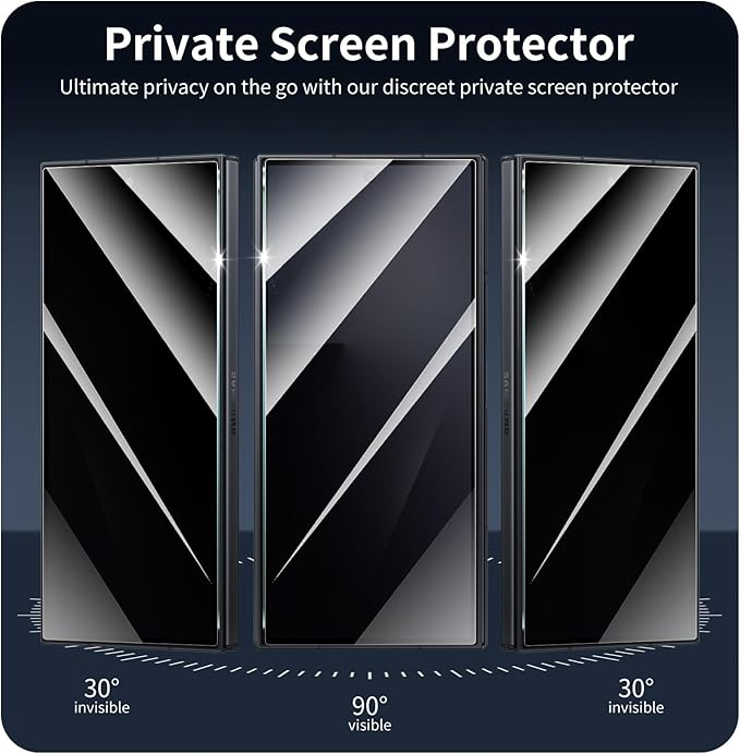 3+3-Pack, Privacy Screen Protector and Camera Lens Protector for Samsung Galaxy Z TriFold/Fold7, Anti-Spy Tempered Glass Film, Dark Private Black Protection, 9H Hardness, Anti-Scratch, Bubble Free