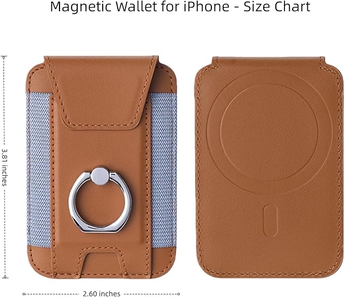 for Magsafe Wallet, Slim Magnetic Card Wallet with Grip, 7 Cards Holder RFID Blocking, Ring Stand Stick on Wallet with Privacy Flap(Brown)