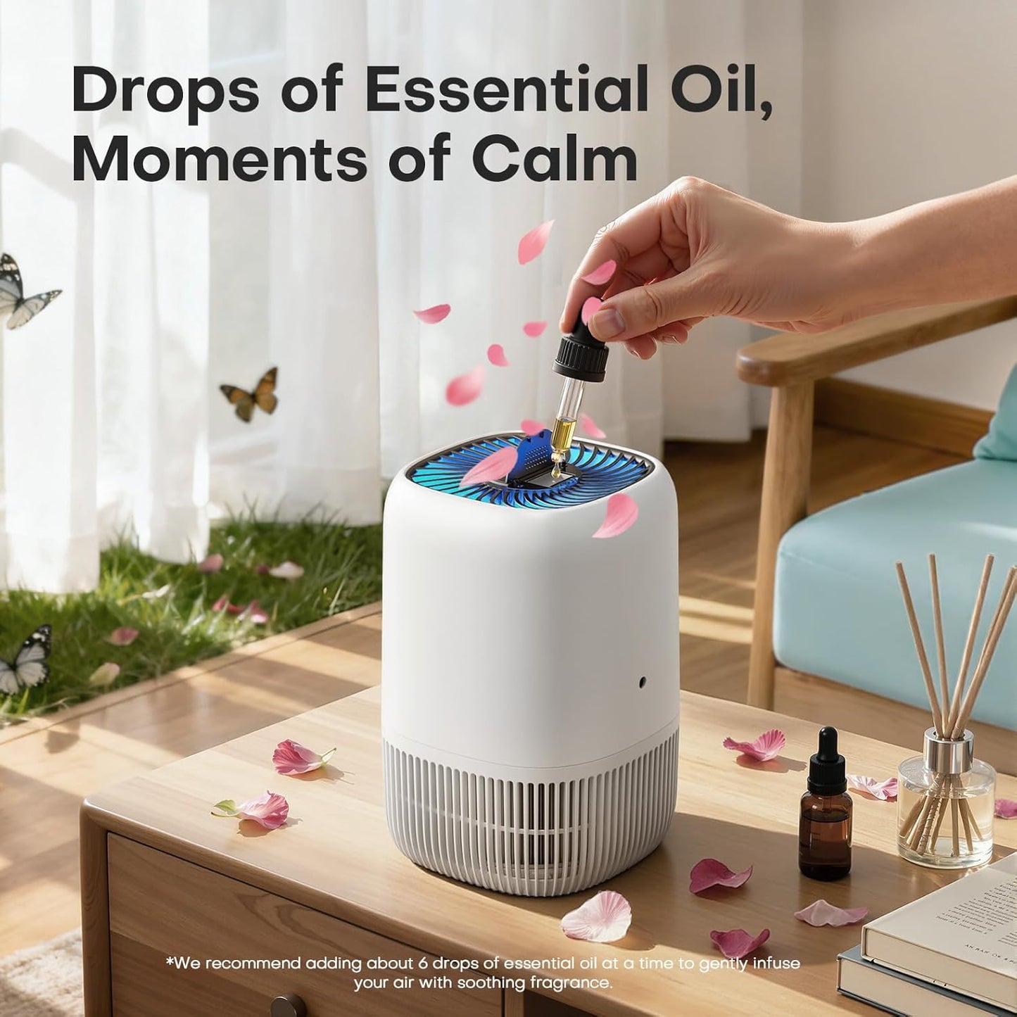 Air Purifier for Home – H13 True HEPA, 1076 ft², 360° Intake, 3 Speeds, Timer, Aroma, Quiet