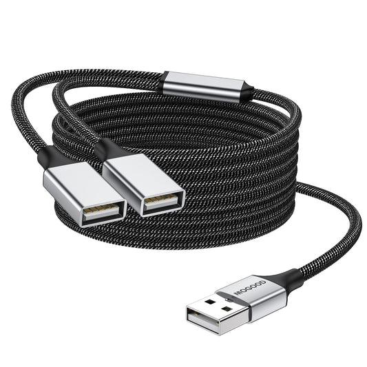 MOGOOD USB Splitter 1 to 2, USB Y Splitter Cable 1 in 2 Out