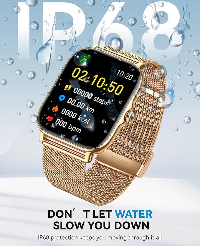 Smart Watches for Women Men (Make/Answer Calls), Steps Counter Fitness Watch for Android iPhone with 120+ Sports, IP68 Waterproof, Sleep Calorie Monitor, Pedometer (Silver)