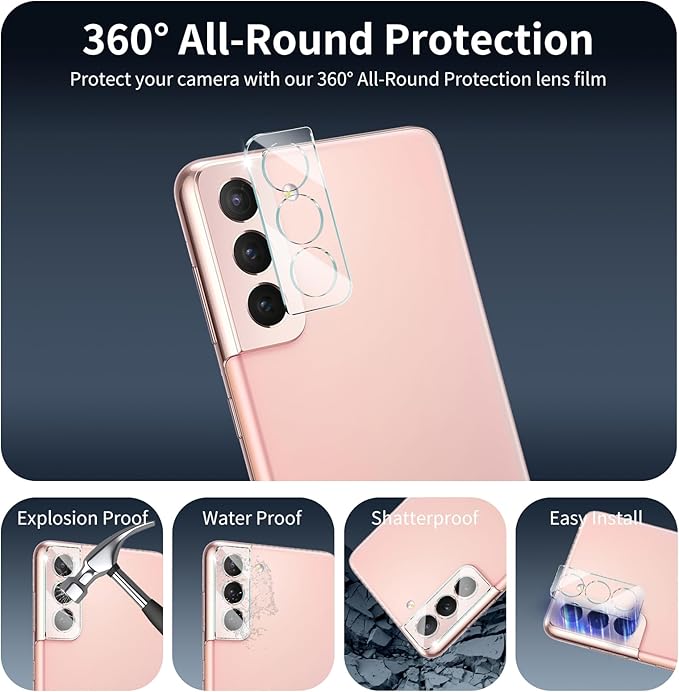 3*Screen Protector and 3*Camera Lens Protector for Samsung Galaxy S21+/S21 Plus with a Installation Alignment Aid, Tempered Glass Film, [9H Hardness][Anti-Shatter][Anti-Scratch]