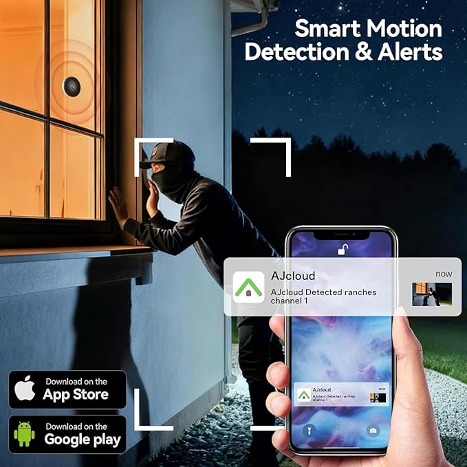 Window Camera No-Drill 2K Ultra HD Window Security Camera with 5G/2.4G WiFi, Enhanced Night Vision, AI Human Detection, Easy Glass Mount for Apartment, Condo, and Home Outdoor View (white 2 pack)