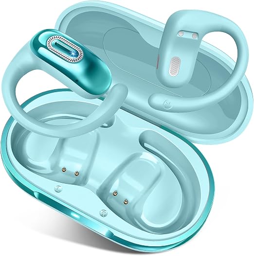 Qecnato Open Ear Headphones for Sports & Work, 50H Battery, Blue