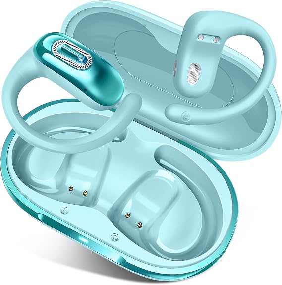 Qecnato Open Ear Headphones for Sports & Work, 50H Battery, Blue