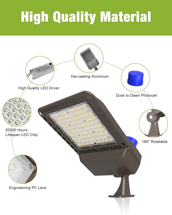 YXL LED Parking Lot Light, 200W LED Shoebox Light with Dusk to Dawn Photocell,28000LM 5000K Daylight Arm Mount, IP65 Waterproof, LED Area Light for Parking Lot Sports Stadium, 3 Pack, L2115200