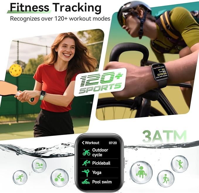 Smart Watches for Women Men (Android/iPhones), 120+ Sport Modes Fitness Tracker Watch with SpO2/Heart Rate Monitor, Steps/Sleep Tracker, 1.85" HD Smart Watch with Bluetooth Calls/Messages