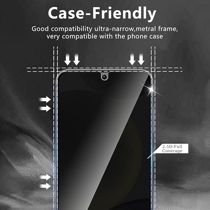 2+2 Pack Privacy Screen Protector Designed for Samsung Galaxy S24 5G With 2 Pack Camera Lens Protector,Full Coverage Anti-Spy Tempered Glass Film,9H Hardness,Bubble Free,Easy to Install