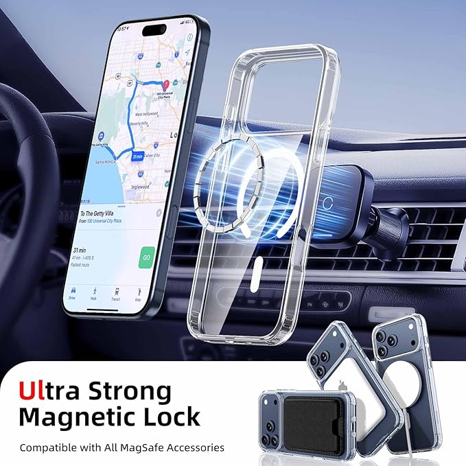 Magnetic for iPhone 17 Pro Max Clear Case with Black Detachable Wallet, Compatible with MagSafe, Credit Card Holder with Slim Shockproof Protective Phone Cover