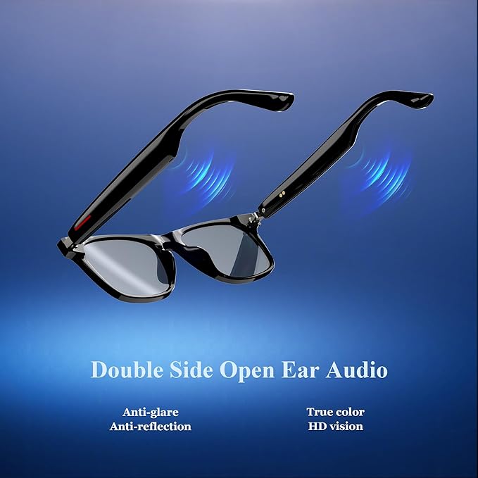 Blackview Smart Glasses, Polarized Bluetooth Sunglasses with Speaker, Voice Control, UV Protection, Anti Blue Light Lens