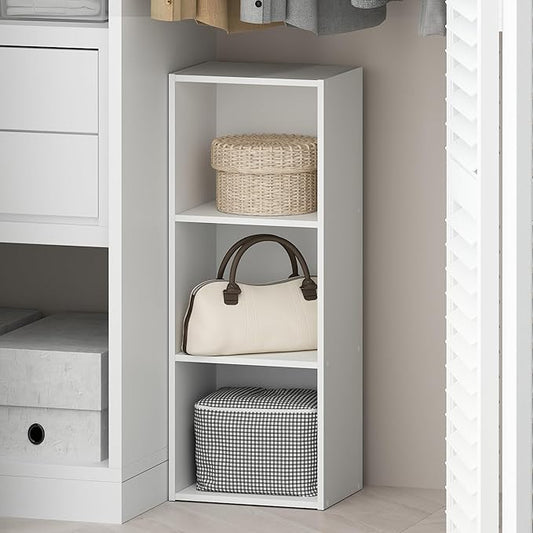 Furinno Reed Closet Organizers and Storage, 3-Tier Closet Organizer, Open Shelf Closet Storage, for Wardrobe, Bedroom, Living Room, White