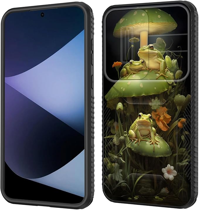 for Galaxy A35 5G Case Built in Slide Camera Lens Cover,Heavy Duty Shockproof Protection Dual Layer Case for Samsung Galaxy A35 5G 6.6 inch 2024,Cute Frog Mushroom