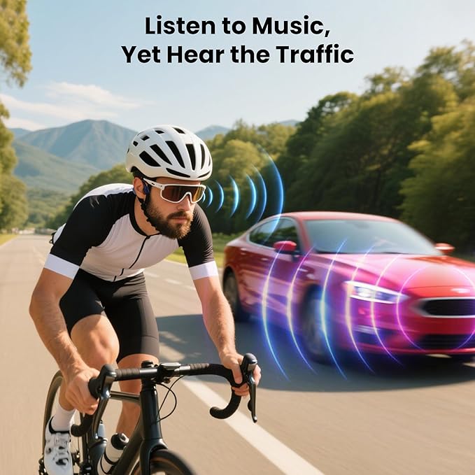 Open-Ear Bluetooth Bone Conduction Sport Headphones Sweat Resistant Wireless Earphones Open Ear Earbuds Wireless Bluetooth Headset with Mic for Fitness Workouts Running,Built-in Mic, Blue