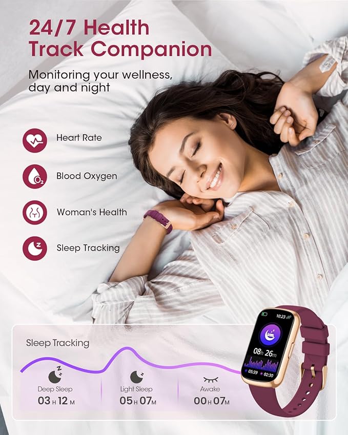 Sanorum Health Fitness Tracker for Women Men: Fitness Smart Watch for Woman with 24H Heart Rate Monitor Blood Oxygen Sleep Tracker Calorie Step 5ATM Waterproof Activity Trackers for iPhone Android