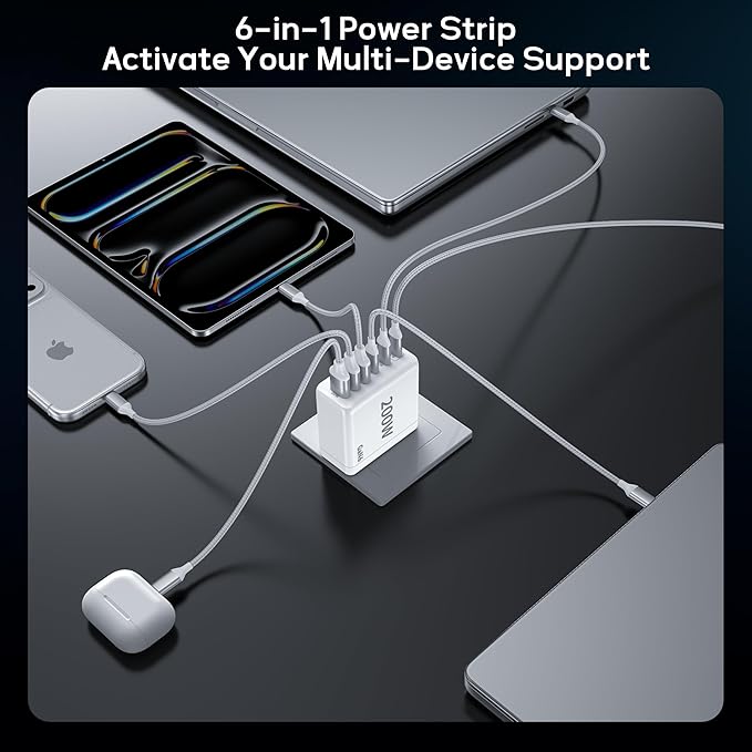 2 Pack USB C Charger Block, 200W GaN Super Fast Charger Type C iPhone 17 16 Fast Charging 6 Port Foldable PD Charging Station for All iPhone/Android Phone Samsung Galaxy S25/S24/MacBook iPad
