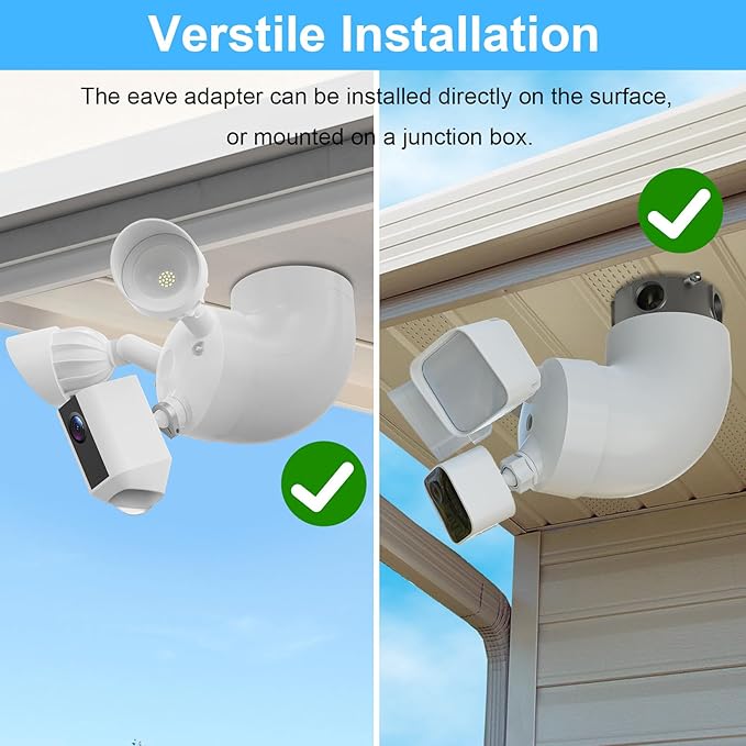 Eave Mount for Ring Floodlight Cam Wired Plus/Pro, Ring Smart Lighting Floodlight, Blink Wired Floodlight Cameras, Wyze Floodlight Camera V2/Pro and Roku Flood light Cam Mounting Bracket, Easy Install