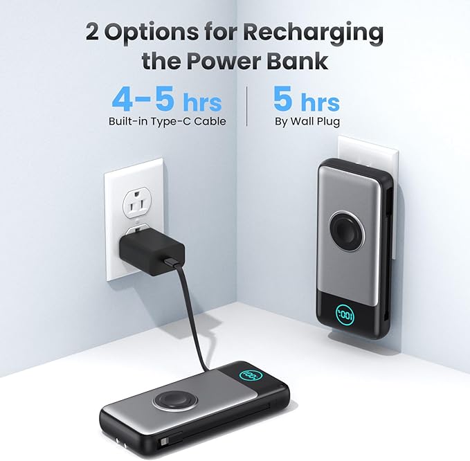 Portable Charger for iPhone with Built-in Cables and AC Wall Plug,Upgraded 26800mah Fast Charging USB C Power Bank,25W PD Travel Essential Battery Pack for iPhone 17/16/15/14/13,Galaxy,Apple Watch