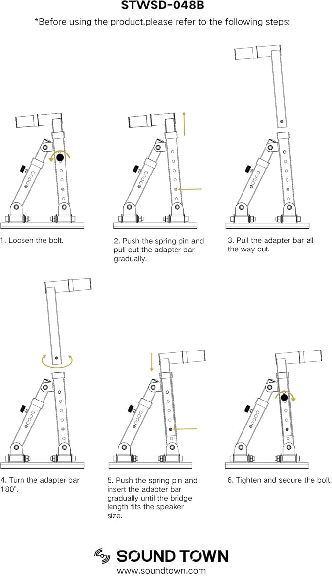 Sound Town 2-Pack Adjustable Wall Mount Speaker Brackets with 180-degree Swivel (STWSD-048B)