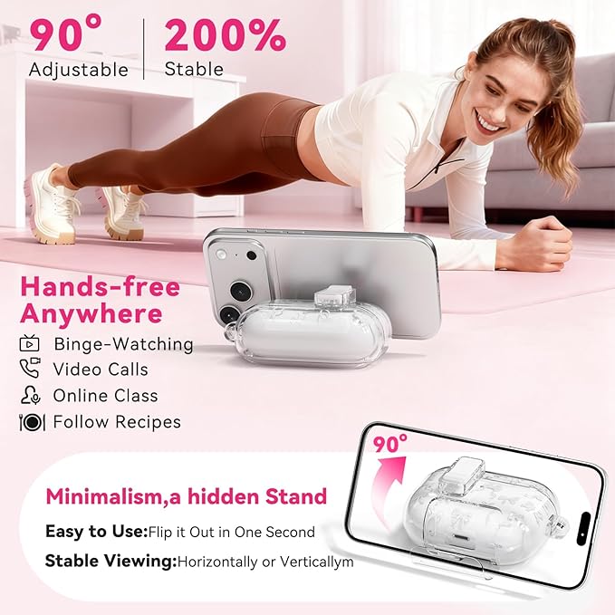 for AirPods Pro 3 Case with Secure Lock & Phone Stand, Bow-Print Clear Case for Apple AirPods Pro 3rd Generation 2025 Cover with Cleaner Keychain for Women Girly (White, Airpods Pro 3 (2025))