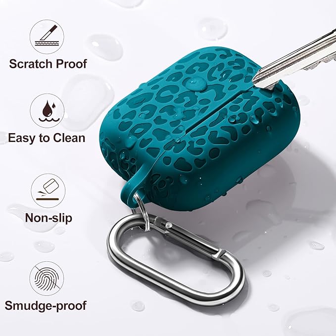 Fashion Engraving Leopard Case Compatible for Airpods Pro 2 Case Cover 2022/Airpod Pro Case Cover,Soft Silicone for Airpods Pro 2nd Generation Case,Front LED Visible