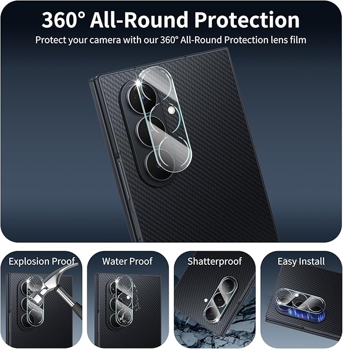3+3-Pack, Screen Protector and Camera Lens Protector for Samsung Galaxy Z TriFold/Fold7, Tempered Glass Film, Impact-Protection, HD, Anti-Scratch, 9H Hardness, Case Friendly, Bubble Free, 2.5D Curved Edges