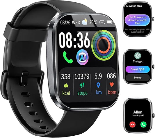 AI Smart Watch with ChatGPT, 1.91" Bluetooth Calling Smartwatch for Men Women, 110+ Fitness Modes Activity Tracker, Sleep/Heart Rate/Calorie Monitor, IP68 Waterproof Step Counter for Android iOS