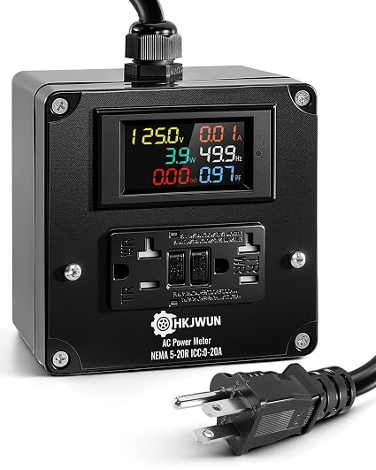 Multifunction Energy Monitor, 20A AC Power Meter 125V Outlet Monitor