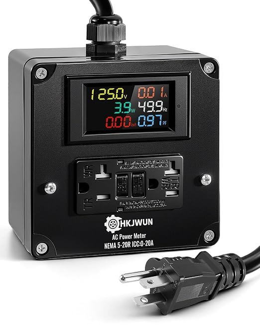 Multifunction Energy Monitor, 20A AC Power Meter 125V Outlet Monitor