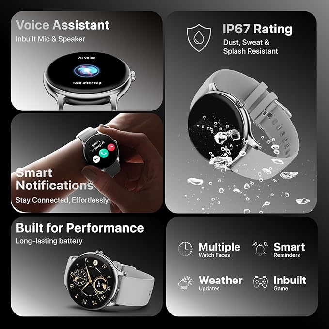 Fire-Boltt Phoenix Pro 35.3mm (1.39 inch) Bluetooth Calling Smart Watch, AI Voice Assistant, Metal Body with 120+ Sports Modes, SpO2, Heart Rate Monitoring. (Silver Grey)